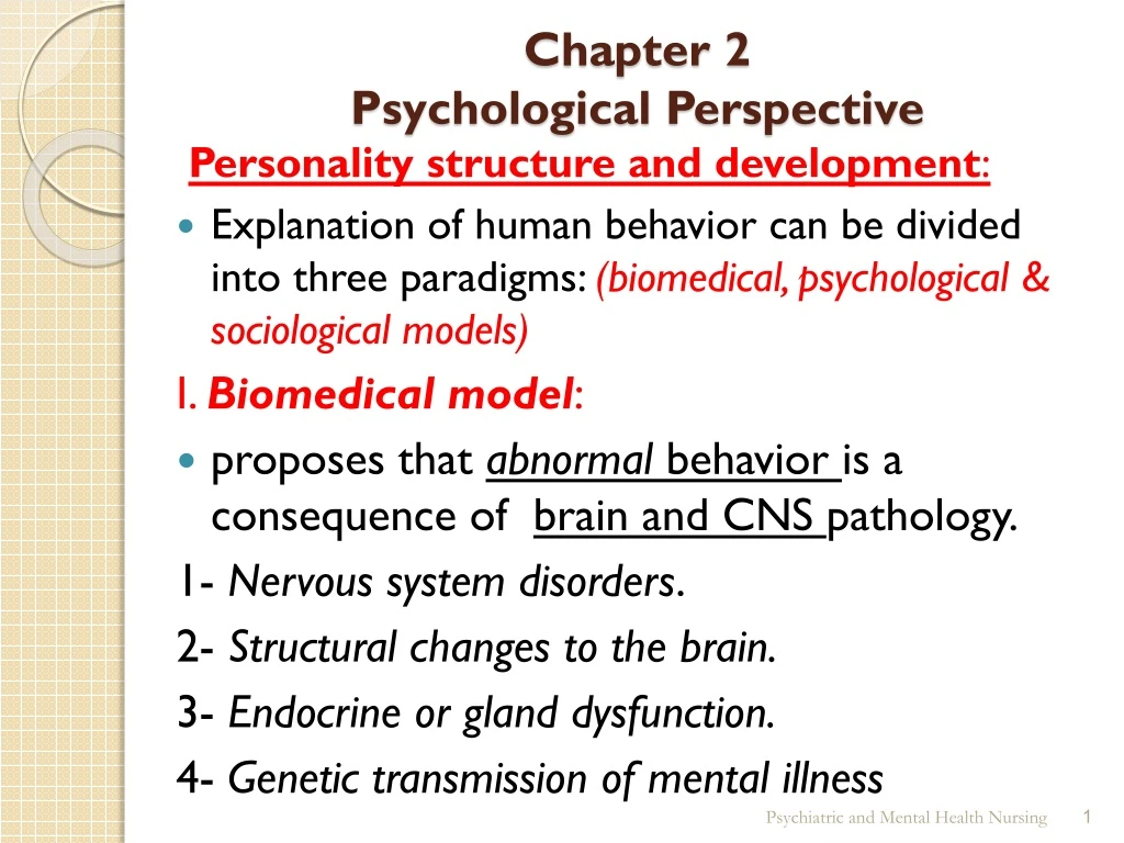 chapter 2 psychological perspective
