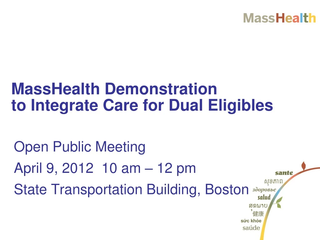 masshealth demonstration to integrate care for dual eligibles