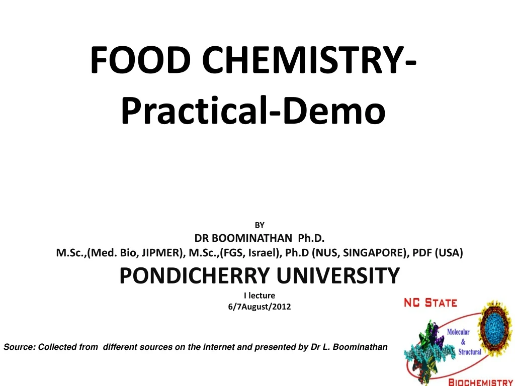 food chemistry practical demo