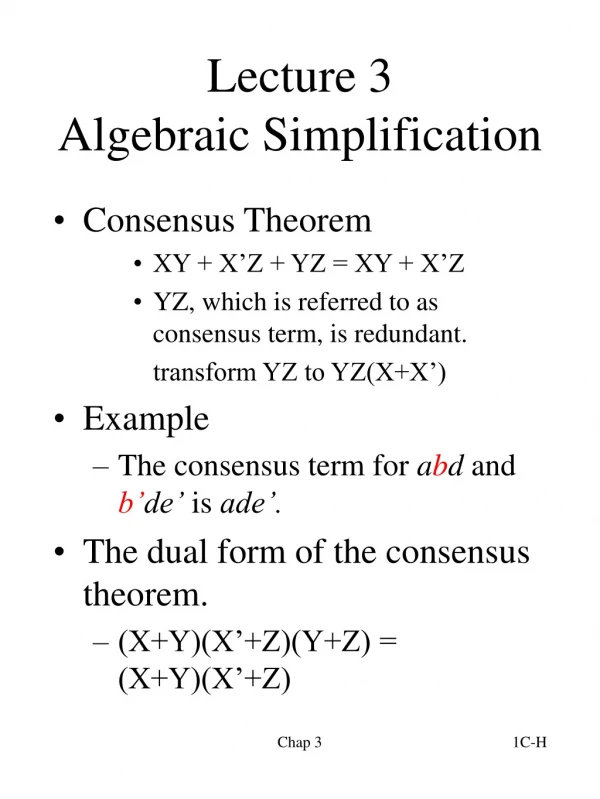 Lecture 3 Algebraic Simplification