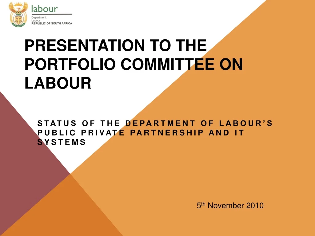 presentation to the portfolio committee on labour