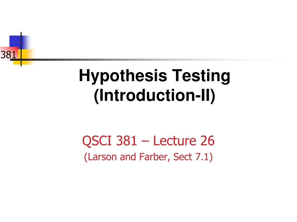 hypothesis testing introduction ii