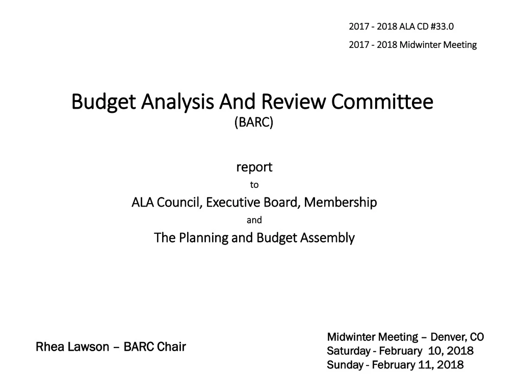 budget analysis and review committee barc