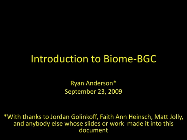 Introduction to Biome-BGC