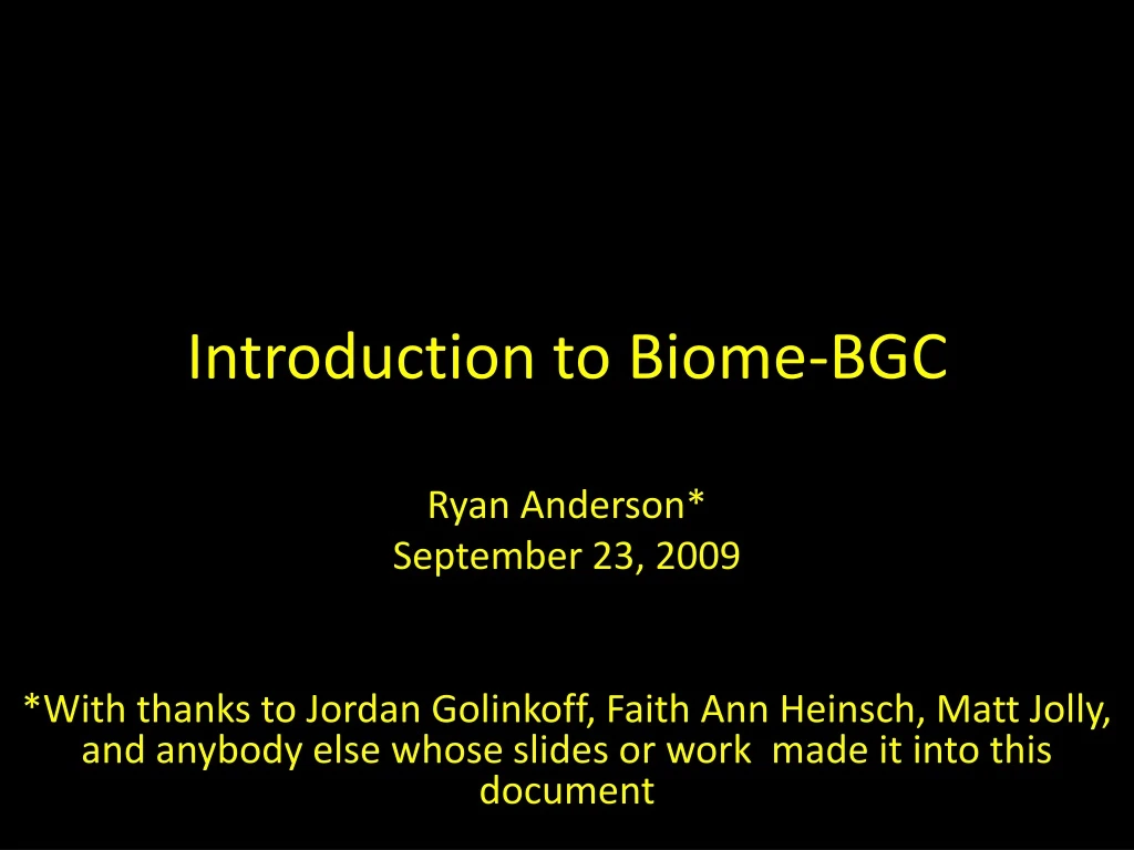 introduction to biome bgc
