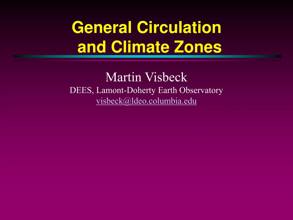general circulation and climate zones