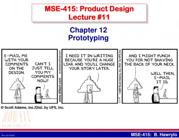 MSE-415: Product Design Lecture #11