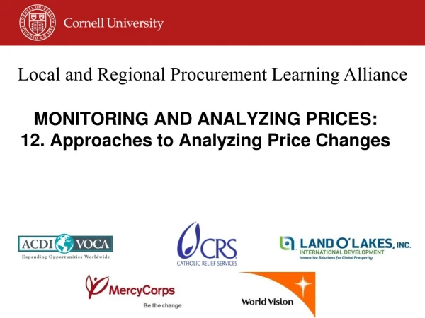 MONITORING AND ANALYZING PRICES:  12. Approaches to Analyzing Price Changes