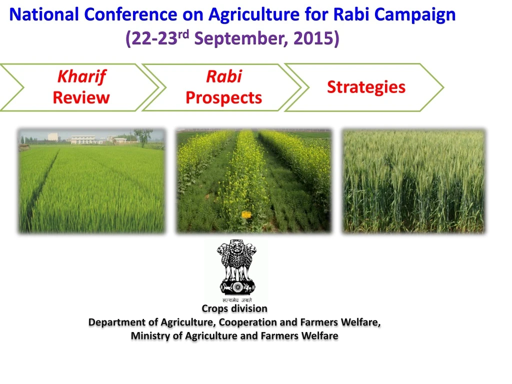 national conference on agriculture for rabi campaign 22 23 rd september 2015