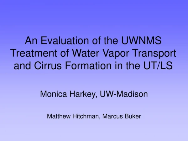 An Evaluation of the UWNMS Treatment of Water Vapor Transport and Cirrus Formation in the UT/LS