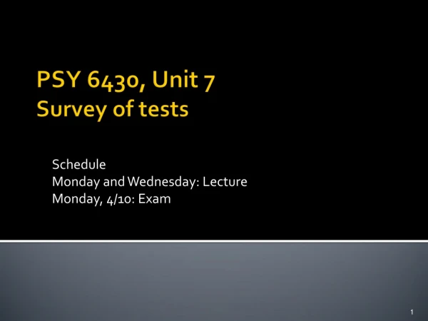 PSY 6430, Unit  7 Survey of tests