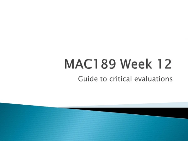 MAC189 Week  12