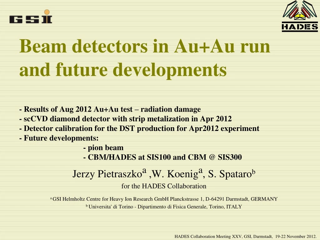 beam detectors in au au run and future