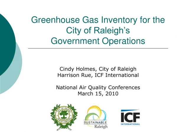 Greenhouse Gas Inventory for the City of Raleigh’s  Government Operations