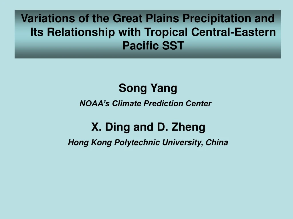 variations of the great plains precipitation
