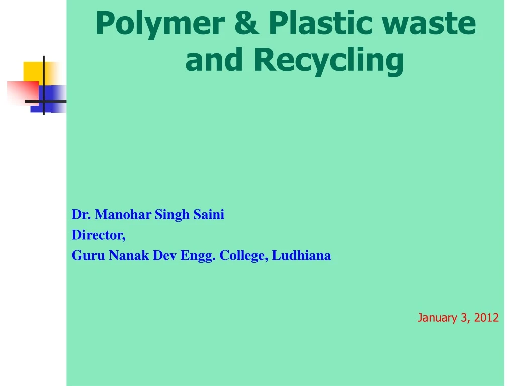 polymer plastic waste and recycling dr manohar