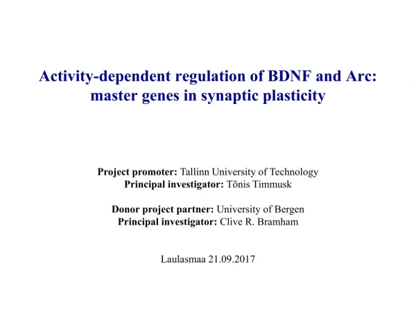 Activity-dependent regulation of BDNF and Arc: master genes in synaptic plasticity