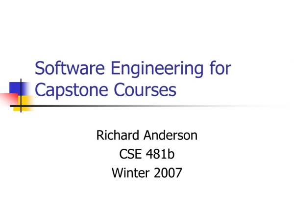 Software Engineering for Capstone Courses