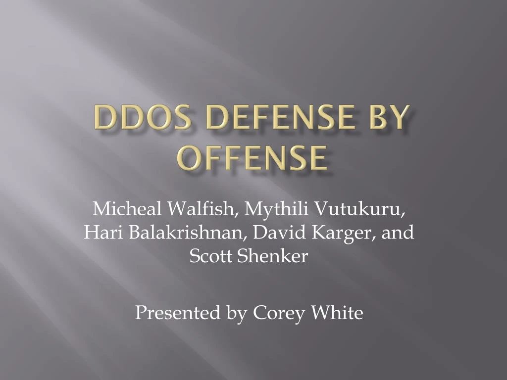 ddos defense by offense