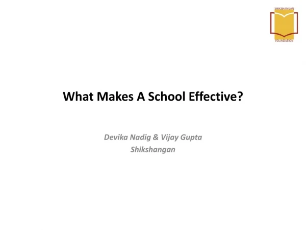 What Makes A School Effective?