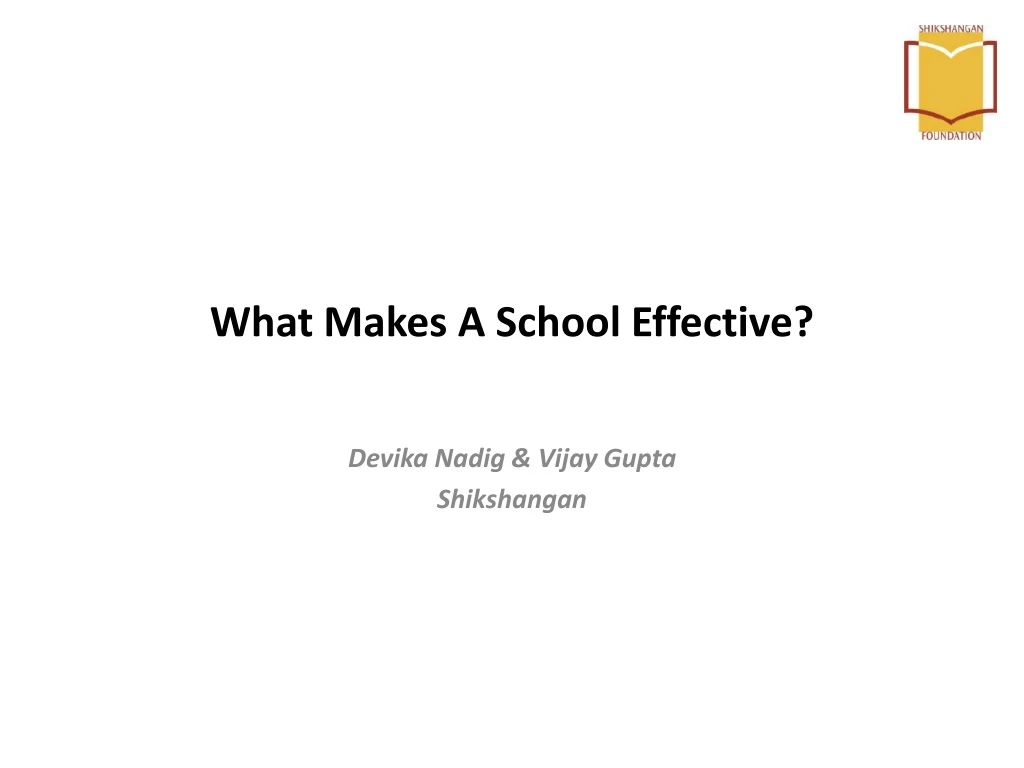 what makes a school effective