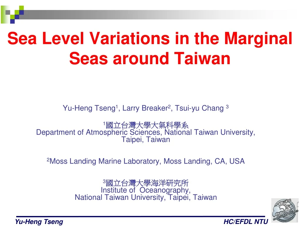 sea level variations in the marginal seas around taiwan