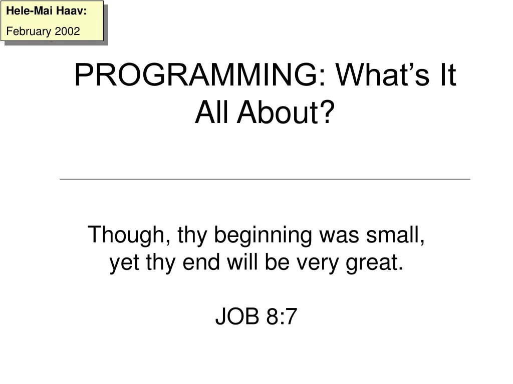 programming what s it all about