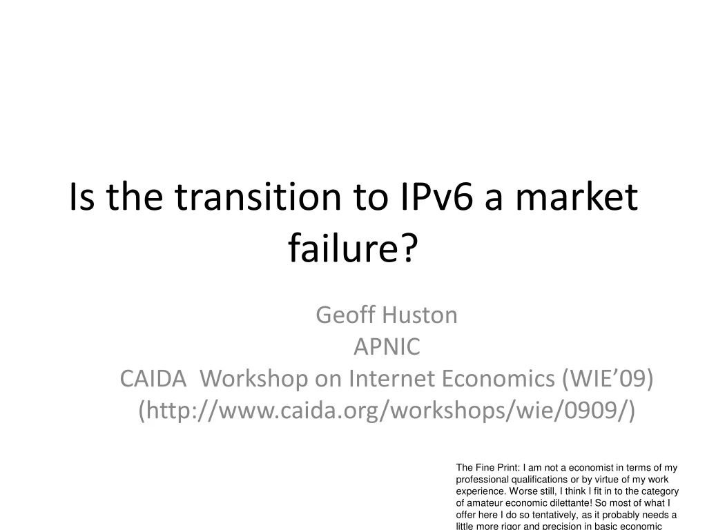 is the transition to ipv6 a market failure