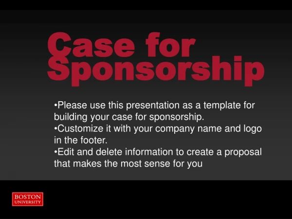 Case for  Sponsorship