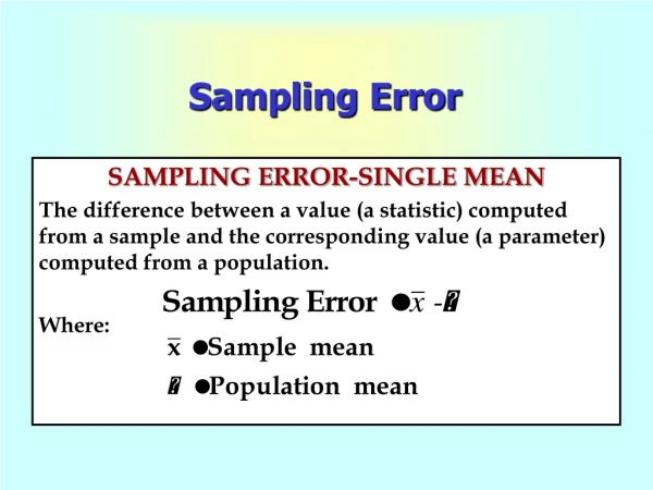 Sampling Error