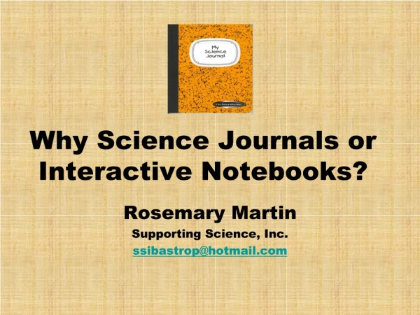 Why Science Journals or Interactive Notebooks?