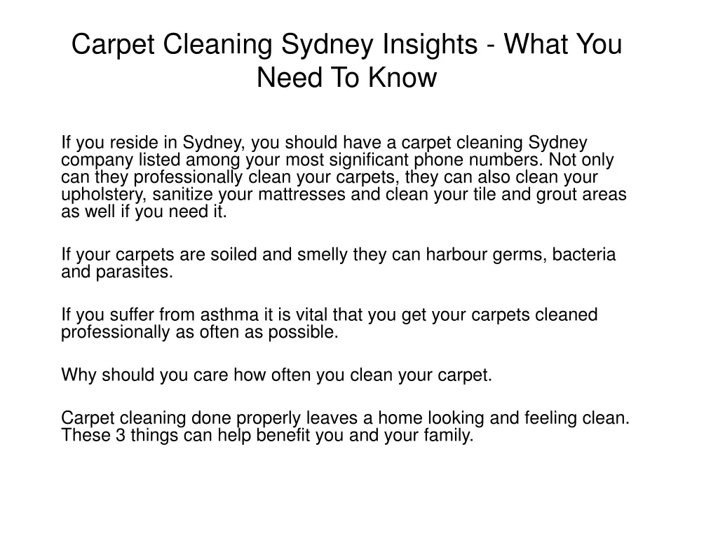 carpet cleaning sydney insights what you need to know