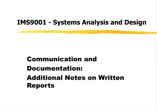 IMS9001 - Systems Analysis and Design