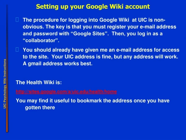 Setting up your Google Wiki account