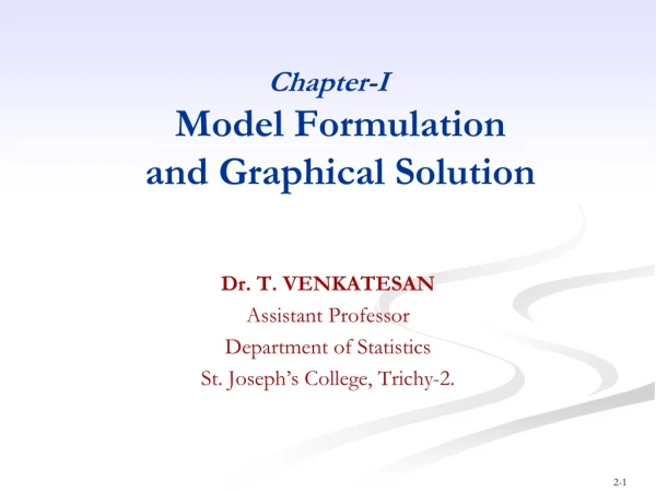 Chapter-I Model Formulation  and Graphical Solution