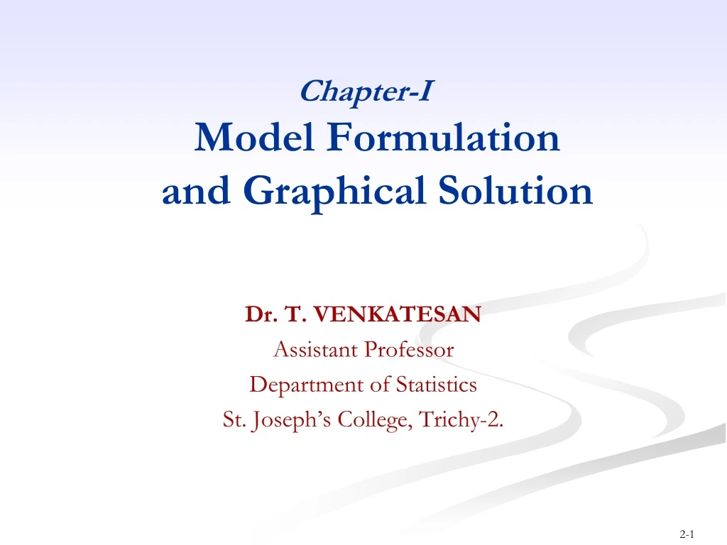 chapter i model formulation and graphical solution