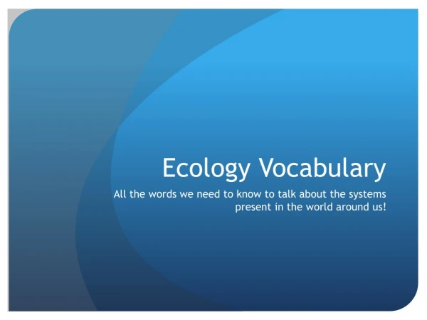 Ecology Vocabulary