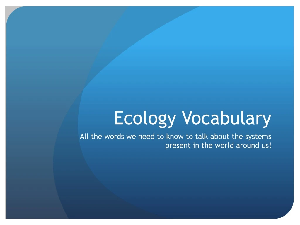 ecology vocabulary