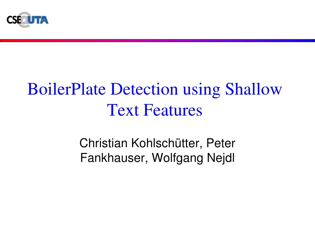 boilerplate detection using shallow text features