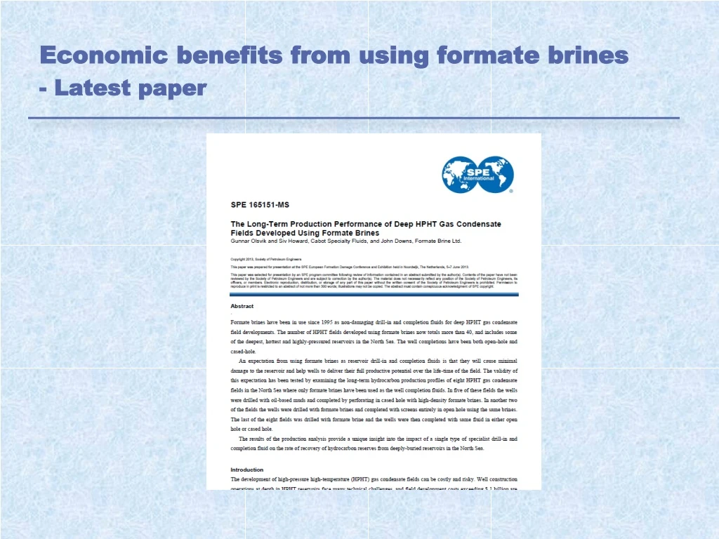 economic benefits from using formate brines latest paper