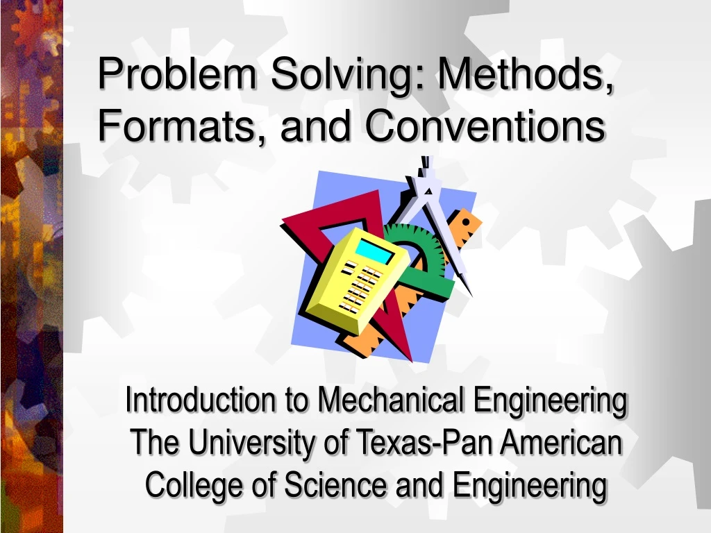 problem solving methods formats and conventions