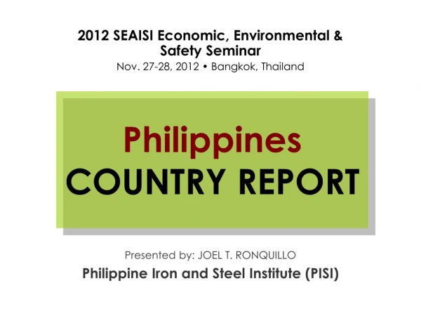 Philippines COUNTRY REPORT