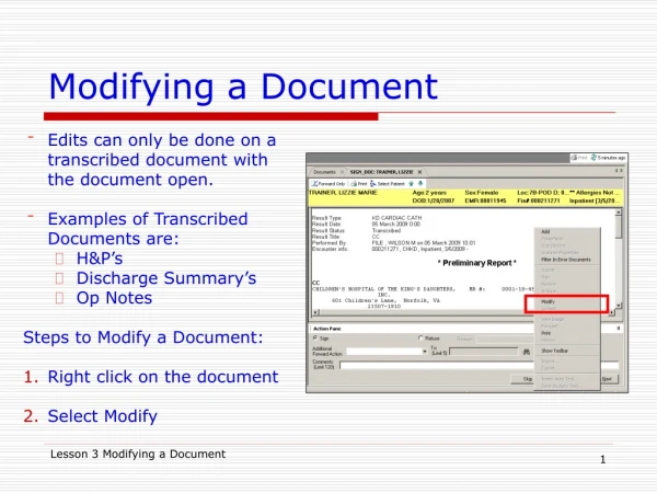 Modifying a Document