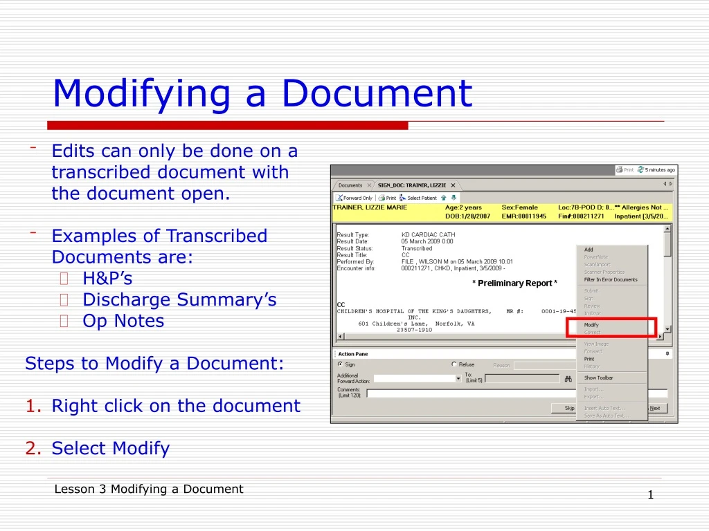 modifying a document