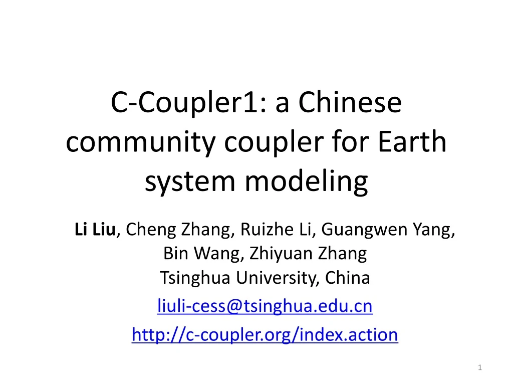 c coupler1 a chinese community coupler for earth system modeling