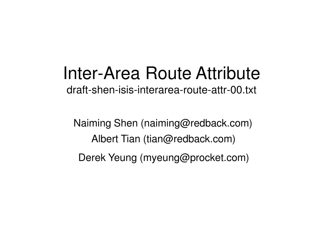 inter area route attribute draft shen isis