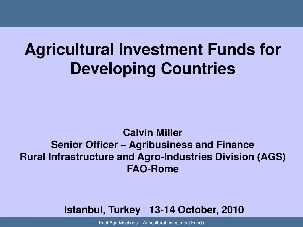agricultural investment funds for developing