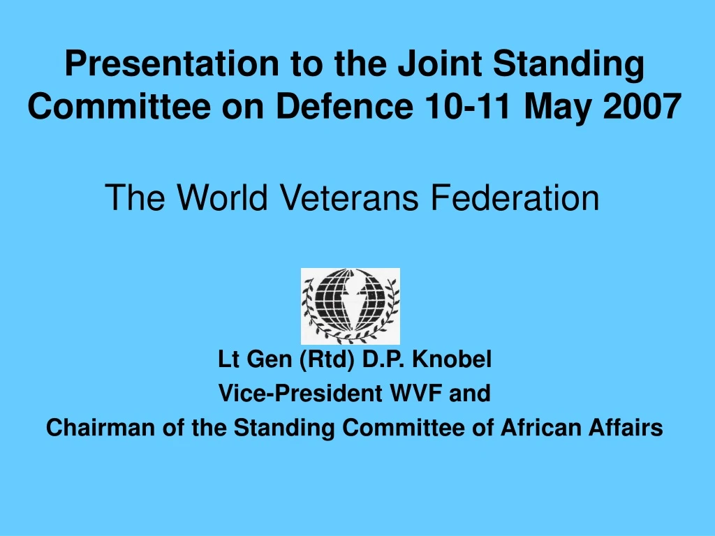 presentation to the joint standing committee