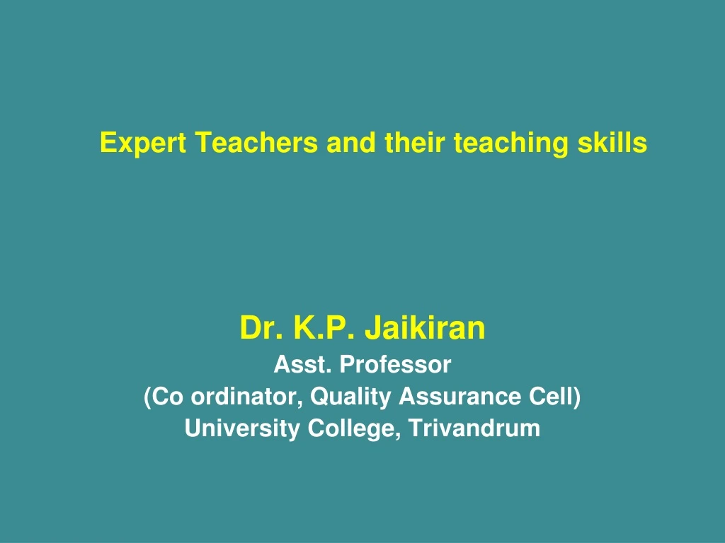 expert teachers and their teaching skills