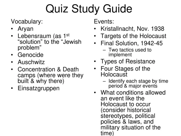Quiz Study Guide